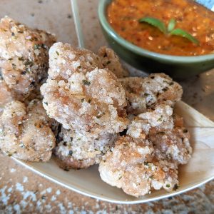 crispy popcorn chicken kimchi mayo